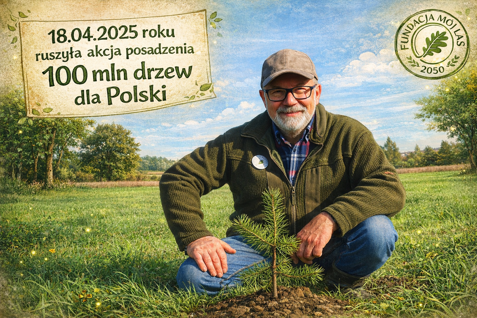 Grafika rozpoczęcia projektu 100 Milionów Drzew dla Polski